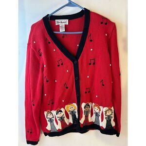 Bechamel Christmas sweater small angels music chorus shoulder pads vintage cardi
